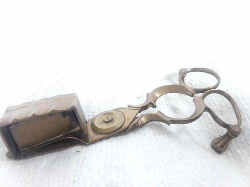 Antique brass candle - candle, snuffer