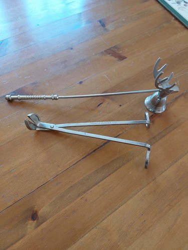 Silver plated stag head candle - silver,