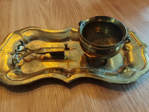 Antique brass candle - antique, snuffer